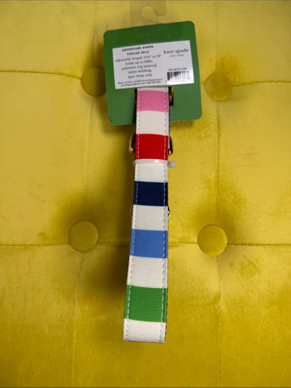Kate Spade New York Adventure Stripe Dog Collar M/L 15